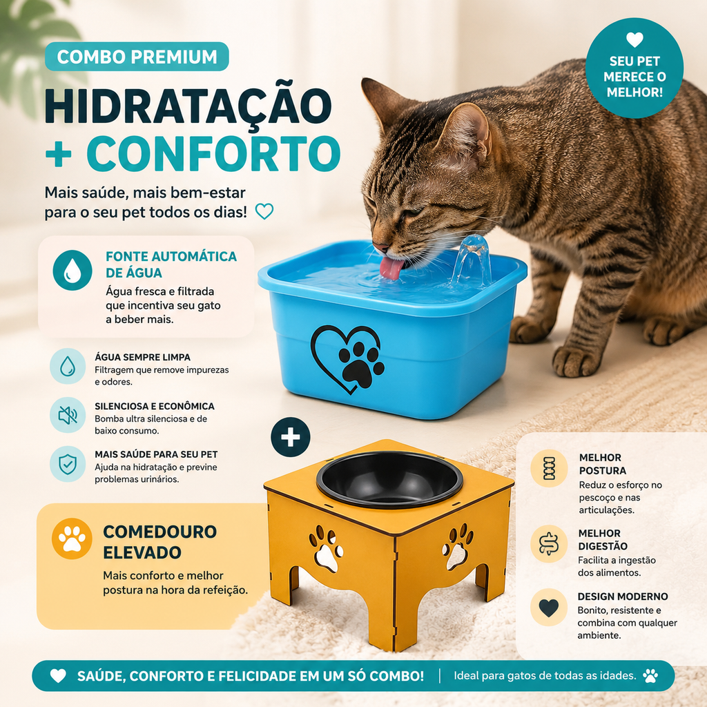 Fonte Bebedouro para Gatos e Cães Completo Automático
