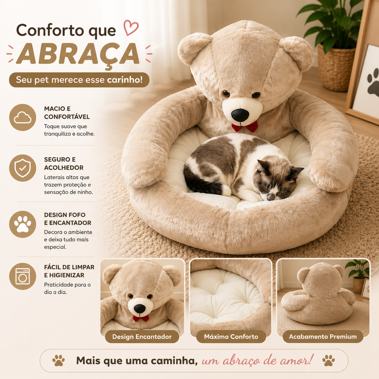 Cama Pet Pelúcia Caminha Cachorro Gato Premium