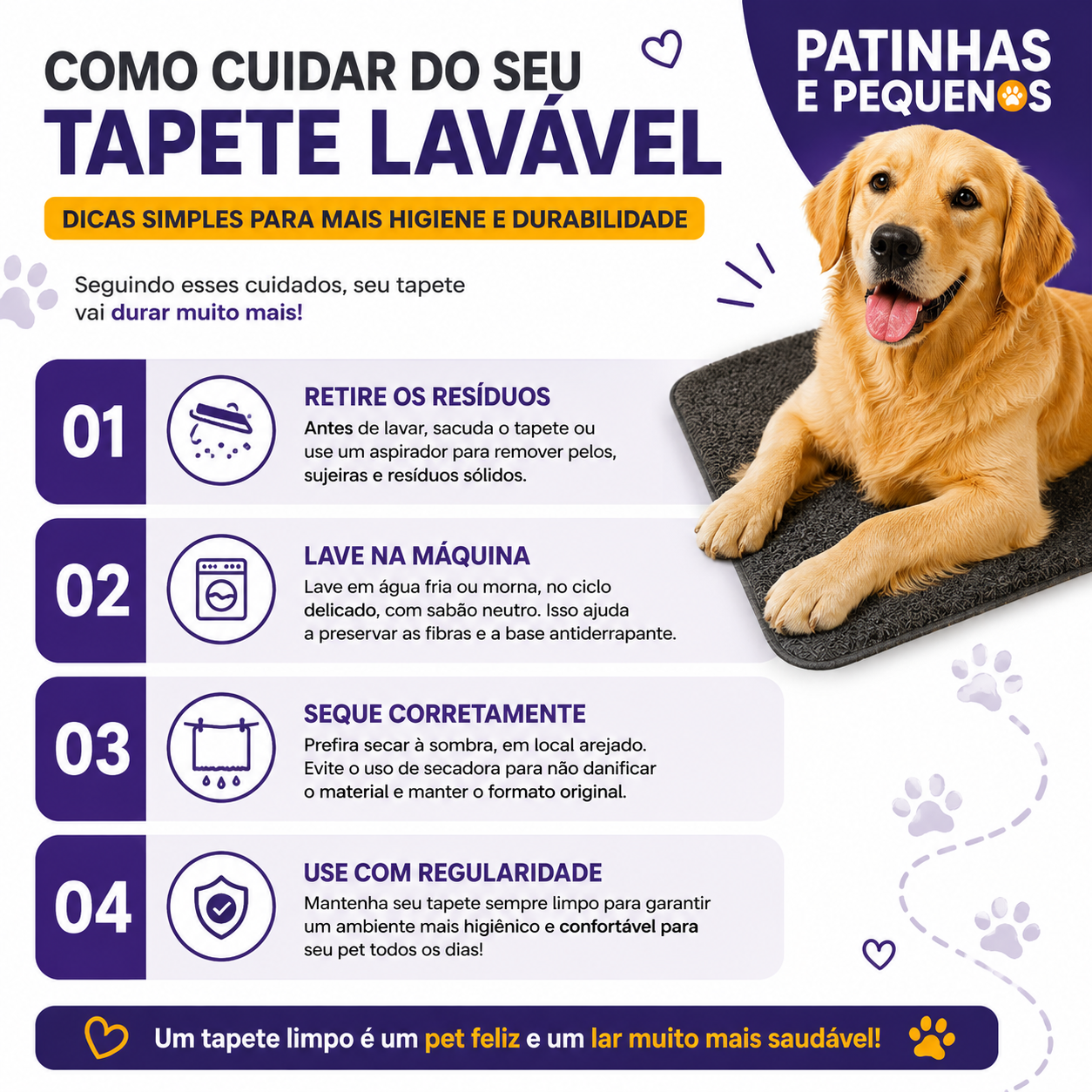 Tapete Higiênico Lavável Estampado Premium Pet 70x50cm