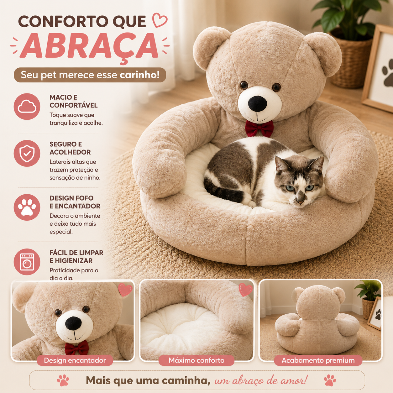 Cama Pet Pelúcia Caminha Cachorro Gato Premium