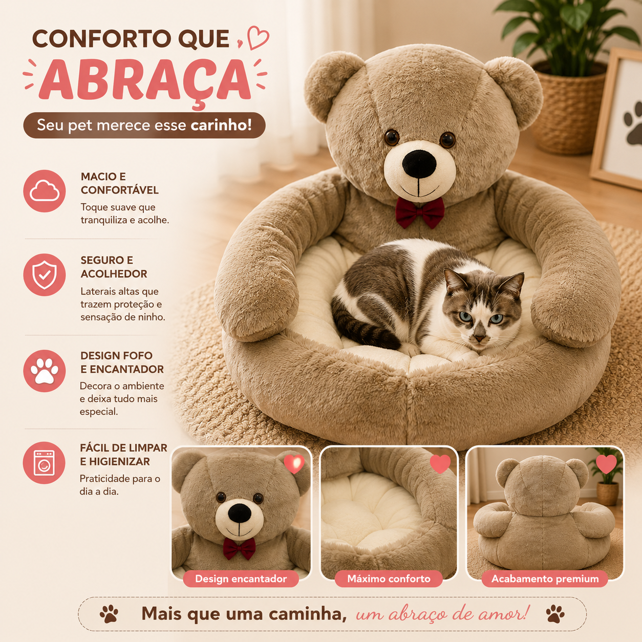 Cama Pet Pelúcia Caminha Cachorro Gato Premium