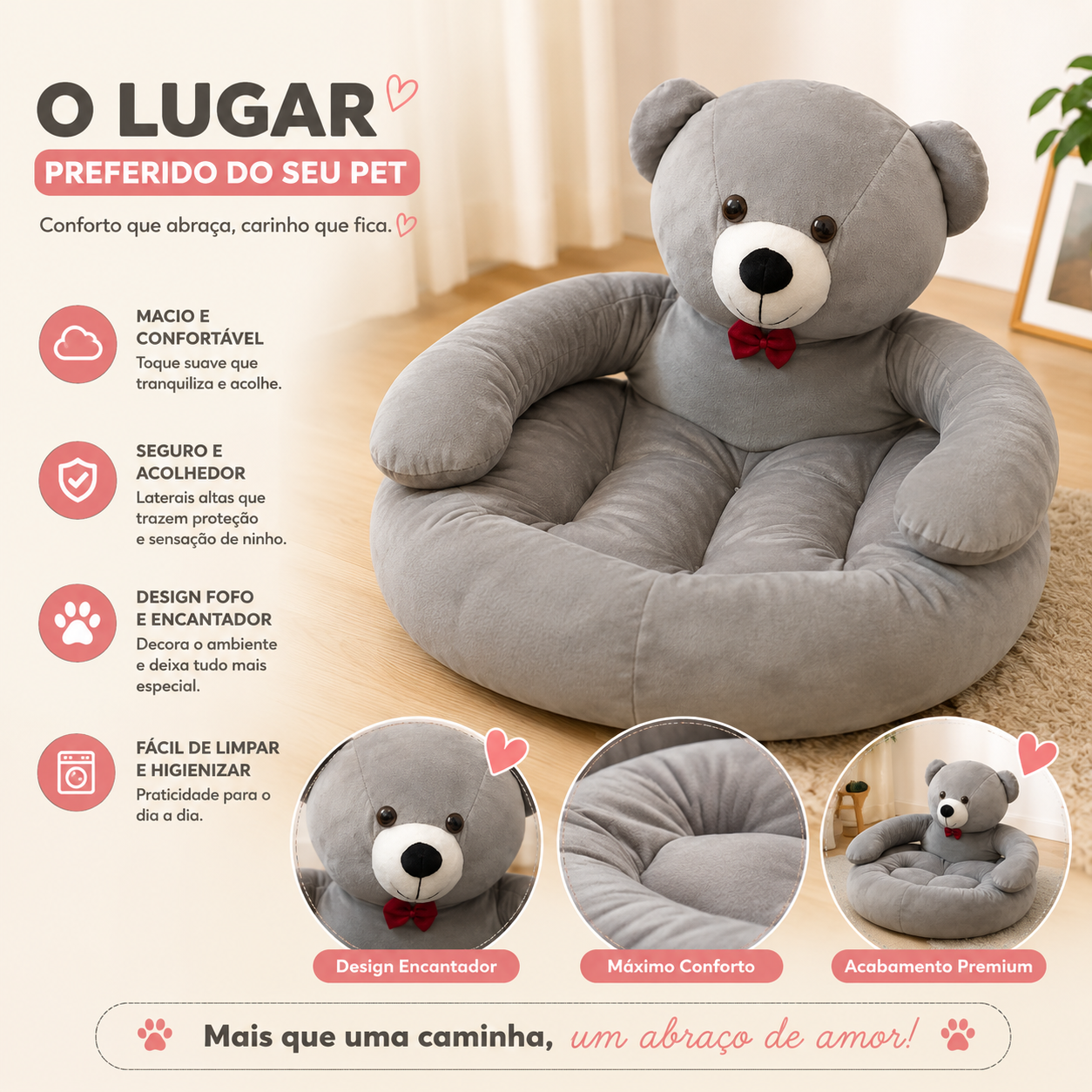 Cama Pet Pelúcia Caminha Cachorro Gato Premium