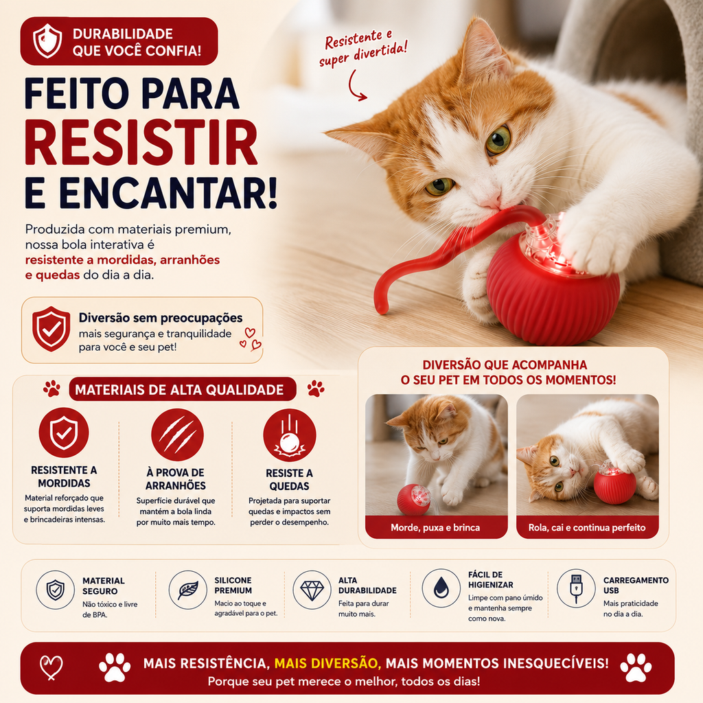 Brinquedo Inteligente para Gatos Bola de Rolamento Automática Elétrica Recarregável