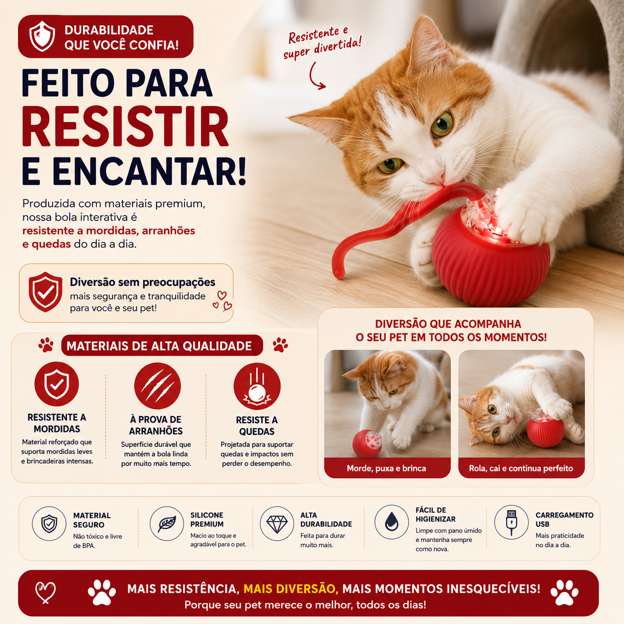 Brinquedo Inteligente para Gatos Bola de Rolamento Automática Elétrica Recarregável