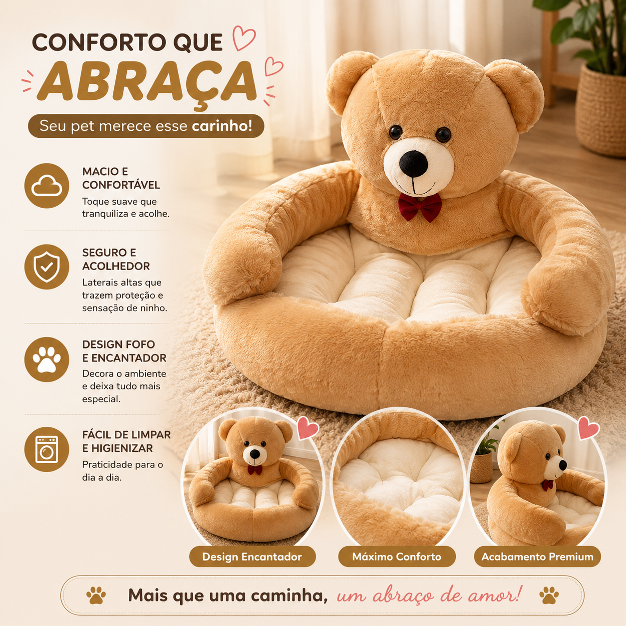 Cama Pet Pelúcia Caminha Cachorro Gato Premium