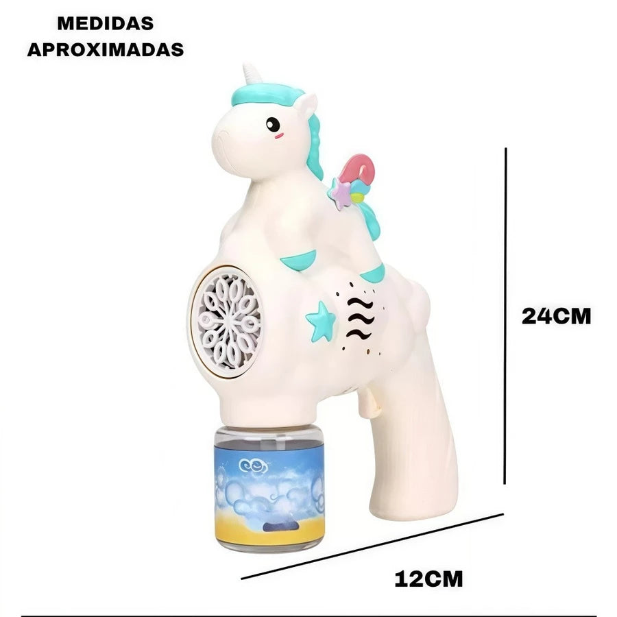 Pistola de Bolhas de Sabão Unicórnio Automática – Vários Estilos Coloridos para Crianças
